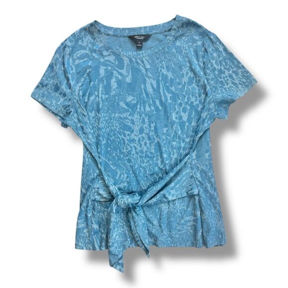 Simply Vera Vera Wang Blue Short Sleeve Tie Front Blouse Sz M - Picture 1 of 8